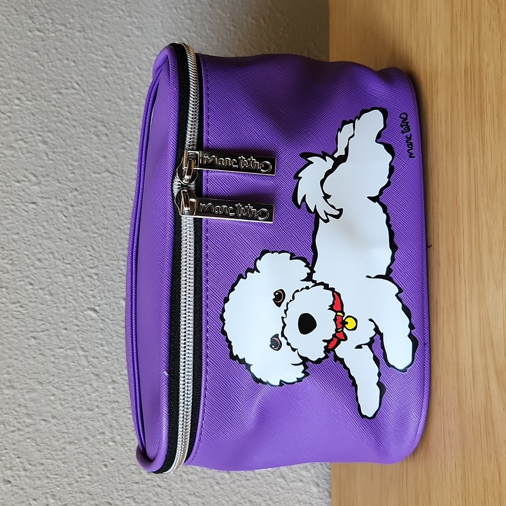 Marc Tetro Bichon Frise Purple Makeup Train Case